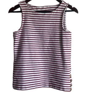 Ann Taylor Top‎ Women XS Red Striped Cotton Preppy Layer Coastal Nautical Vacay